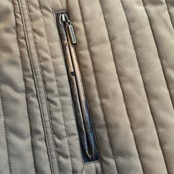 Weatherproof Quilted Barn Jacket Brown Button Front Riding Coat Orange Lining L - Picture 4 of 9